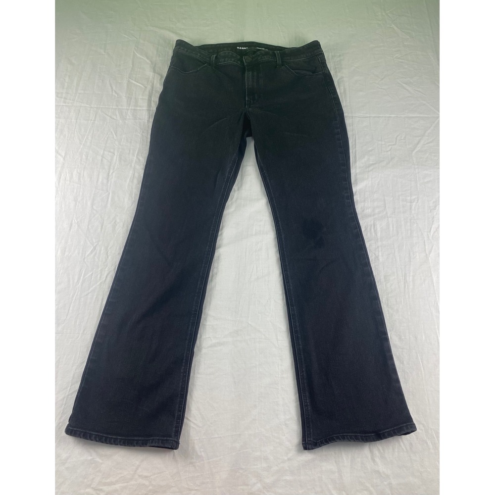 Old Navy Kicker Boot-Cut Jeans‎ Womens 12 Black Mid-Rise Stretch Denim Pants